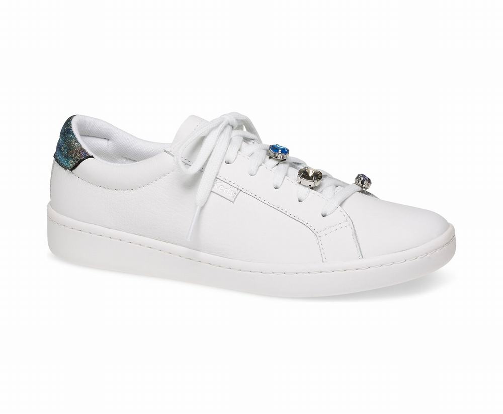 Women's Keds Ace Leather Gem Sneakers White Multicolor 9246738FE - South Africa